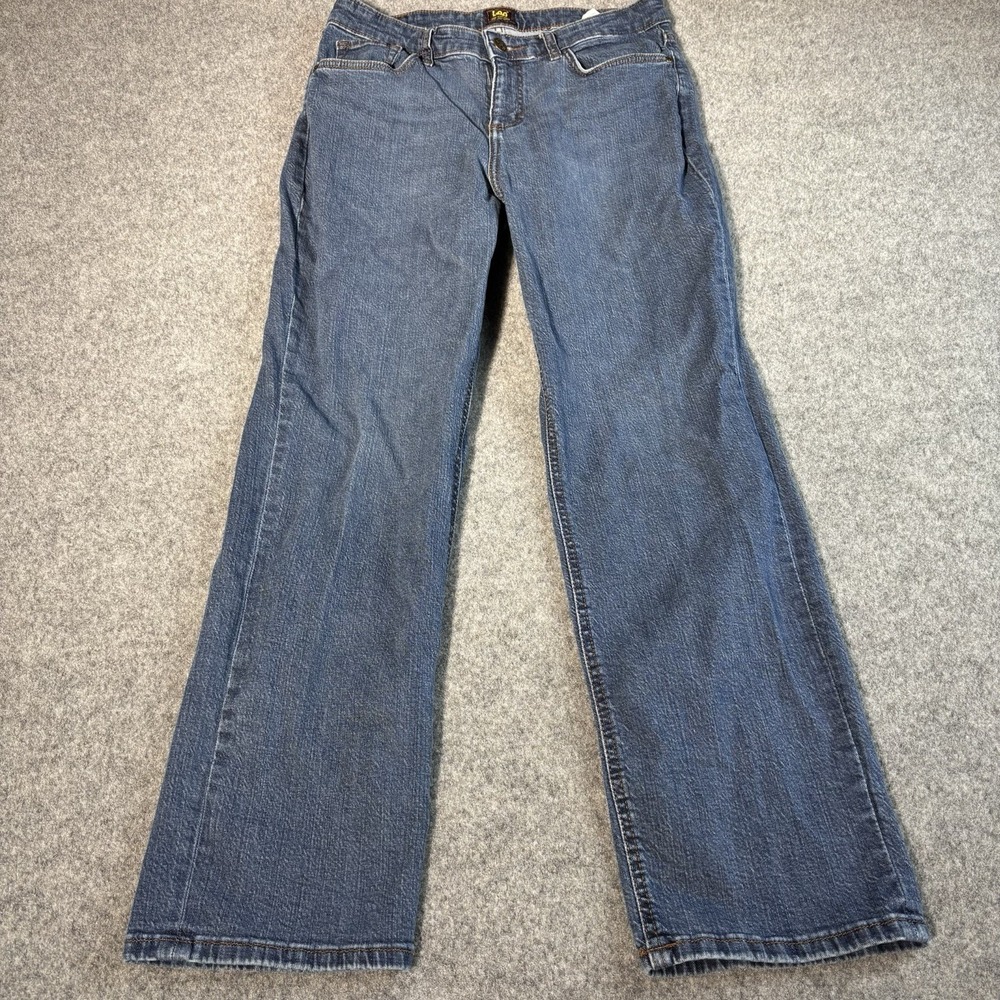 Lee Jeans Womens 30x29 Straight Leg Medium Wash Stretch Denim Mid Rise Casual